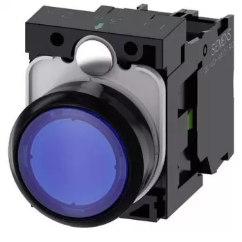Siemens SIRIUS ACT svetelný tlačidlový komplet, plast, modrý, 1NO+1NC, 24V AC/DC LED 3SU1102-0AB50-1BA0