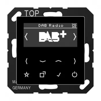JUNG Smart Radio DABASW DAB+ FM rádiobudík s budíkom, sleep-timer, mono reproduktor, čierny