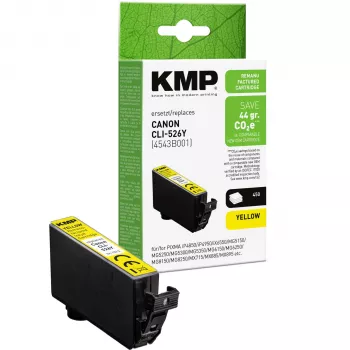 KMP kompatibilná žltá atramentová kazeta pre Canon CLI-526 Y (1513, 4009)