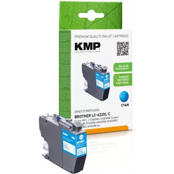 KMP repasovaná azúrová atramentová kazeta pre Brother LC422XLC (1500 strán)