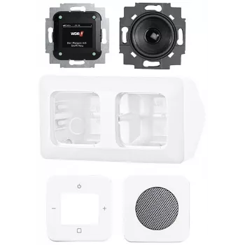Busch-Jaeger Busch-Radio DAB+ kompletný set rohová montáž 8250 AJ-214-101 štúdiová biela 2CKA008200A0235