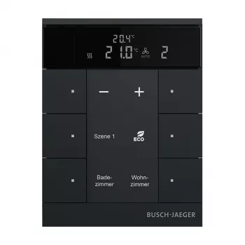 Busch-Jaeger Izbový termostat 6-násobný, matná čierna SBR-F-6.0.11-885 (2CKA006220A0900)