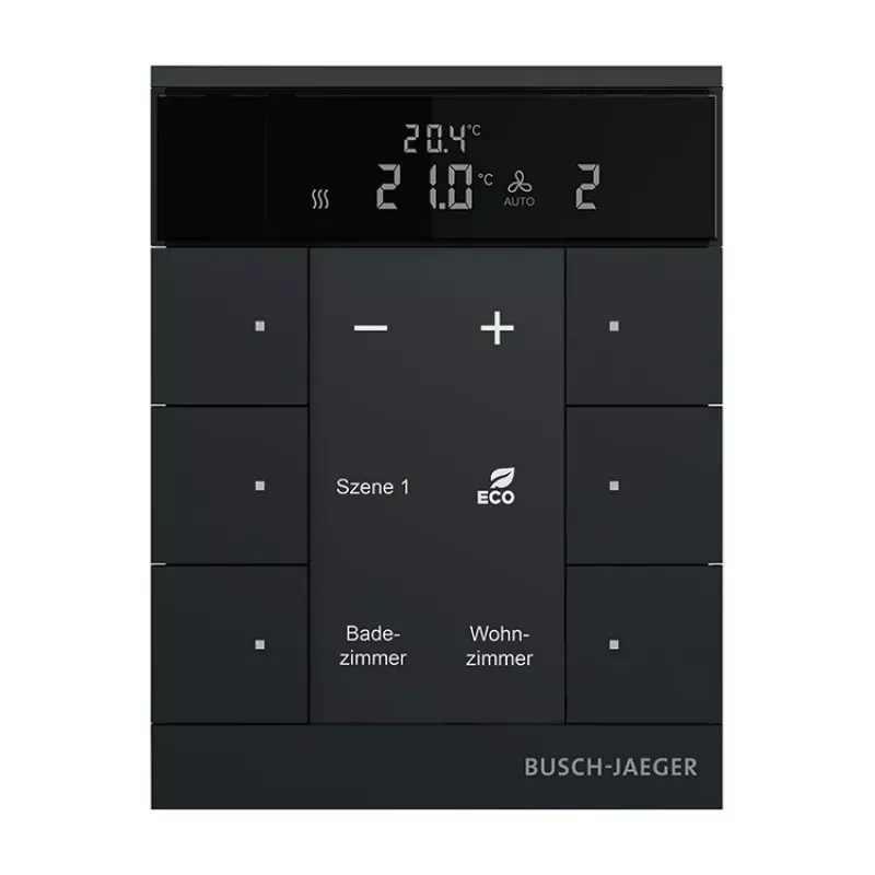 Busch-Jaeger Izbový termostat 6-násobný, matná čierna SBR-F-6.0.11-885 (2CKA006220A0900)