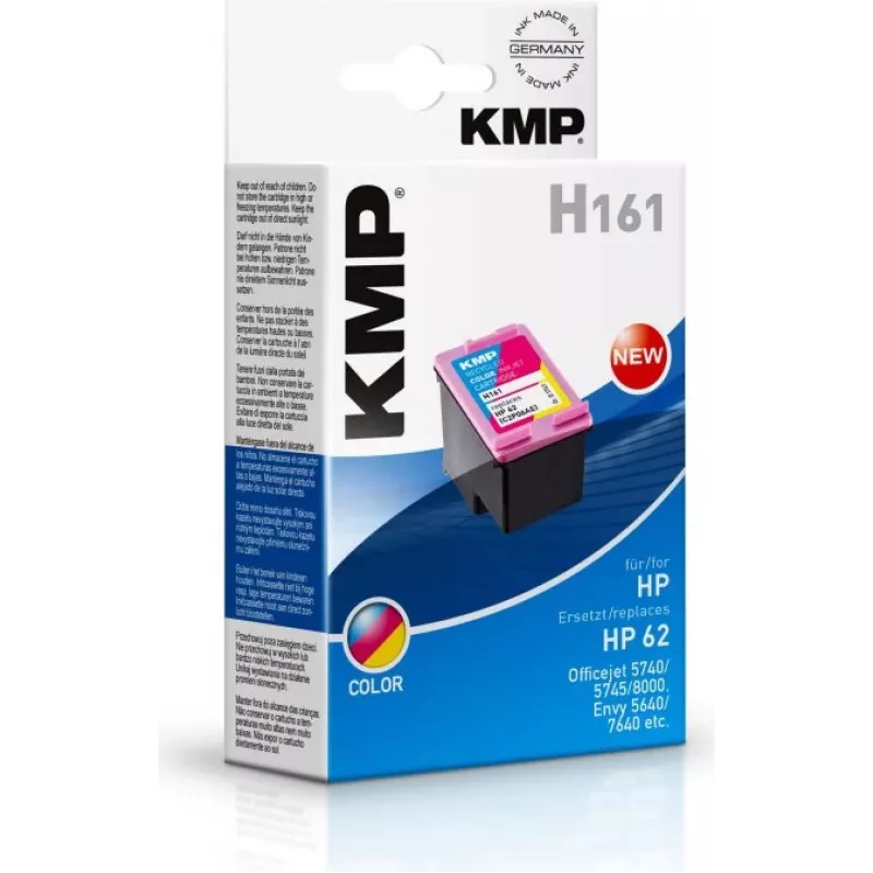KMP H161 Tri-Colour atramentová kazeta (azúrová, purpurová, žltá) pre HP 62 – 4,5 ml 1741.4830