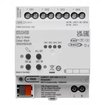 JUNG KNX DALI-2 aktor farba 4-násobný, DIN lišta, 4 TE, Secure (300041SDA2R)