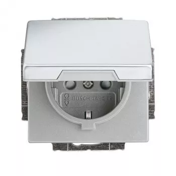 Busch-Jaeger SCHUKO zásuvkový modul, ušľachtilá oceľ, 16 A, 250 V, pod omietku, bezskrutkové svorky, detská poistka 2CKA002018A1521