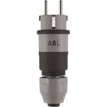 ABL 100000070 profesionálny SCHUKO a francúzsko/belgický hybridný konektor samec, sivý, IP54, 16A, 250V, skrutkové svorky, montáž na kábel