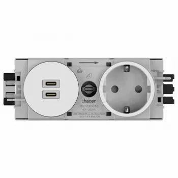 Hager Winsta podomietková SCHUKO zásuvka s 2x USB-C PD 20W nabíjačka, čisto biela GS17009016