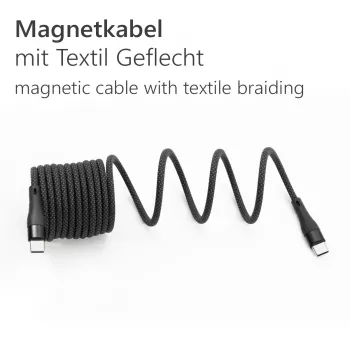 MAXTRACK C532-1L USB 2.0 špirálový kábel, USB-A na USB-C, 1 m, čierny, pozlátené kontakty