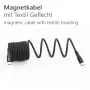 MAXTRACK C532-1L USB 2.0 špirálový kábel, USB-A na USB-C, 1 m, čierny, pozlátené kontakty