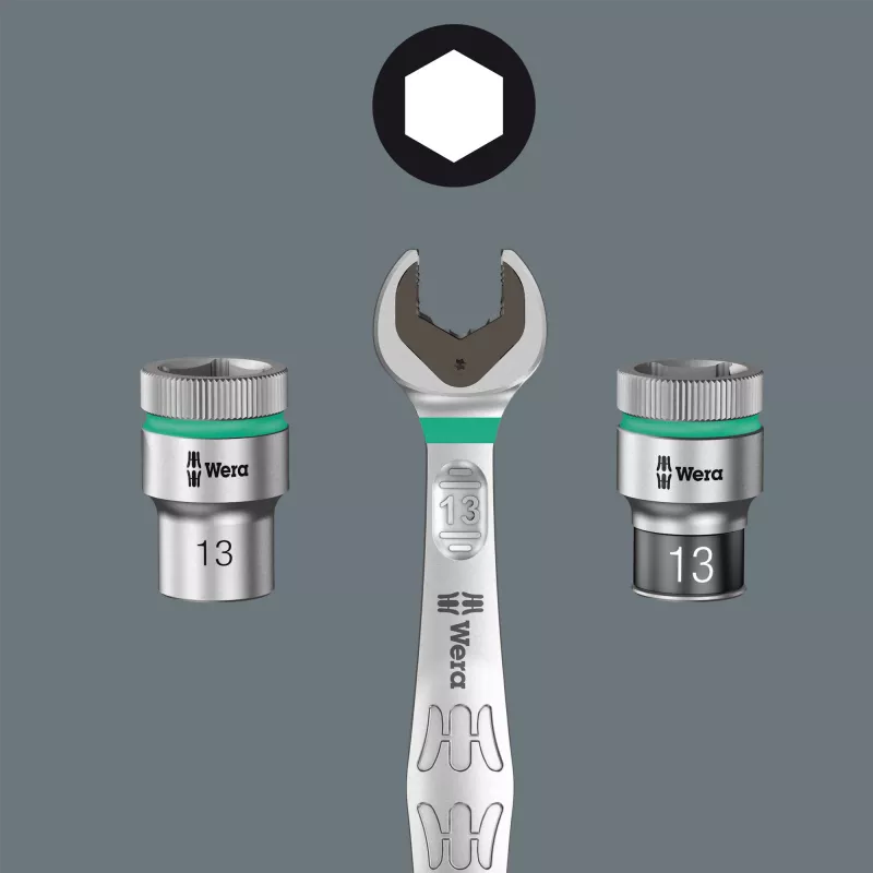 Wera 8100 SA 13 Zyklop Speed račňová hlava 1/4 palca pohon, 152 mm, chróm-vanád 05004022001