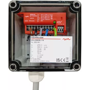 DEHN DEHNcube EMOB Typ 2 prepäťová ochrana pre AC nabíjacie body elektromobility, 2-pólová, 230 V, 40 kA, IP65, M25 káblová priechodka 900901