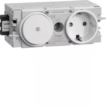 HAGER GS11009016 Schuko zásuvka s prepínačom, dopravná biela