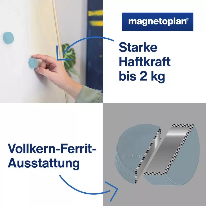 MAGNETOPLAN HOLTZ Discofix okrúhly magnet Magnum, modrý, plné feritové jadro, 2,0 kg prídržná sila (1660003)