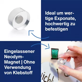 MAGNETOPLAN HOLTZ magnetoplan dizajnové magnety, 25 mm, balenie 6 ks neodýmové magnety s priehľadnou akrylovou rukoväťou, leštené (1680025)