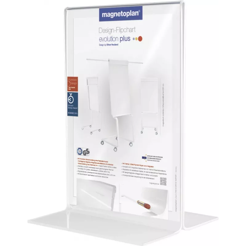 MAGNETOPLAN HOLTZ akrylový stojan na stôl DIN A3 na výšku krištáľovo číry obojstranný 297 x 420 mm (43115)