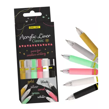 ONLINE® Classic sada akrylových fixiek 1,0 mm, 6 rôznych farieb (18631/6)