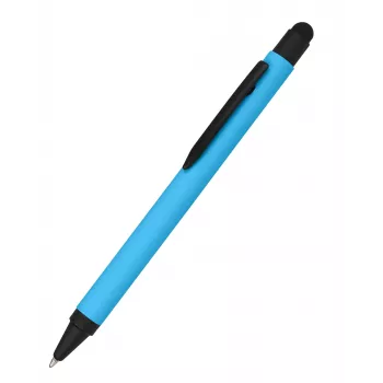 ONLINE SCHREIBGERÄTE ALU Stylus guľôčkové pero modré, rotačná mechanika, stredný hrot, integrovaný stylus pre kapacitné dotykové obrazovky 32118/3D
