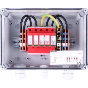 DEHN DCU 2 YPV 1100 2M 1S Typ 2 prepäťová ochrana pre fotovoltaické systémy, 2 MPPT, 1 string na MPPT, 1100 V DC, puzdro IP65 900921