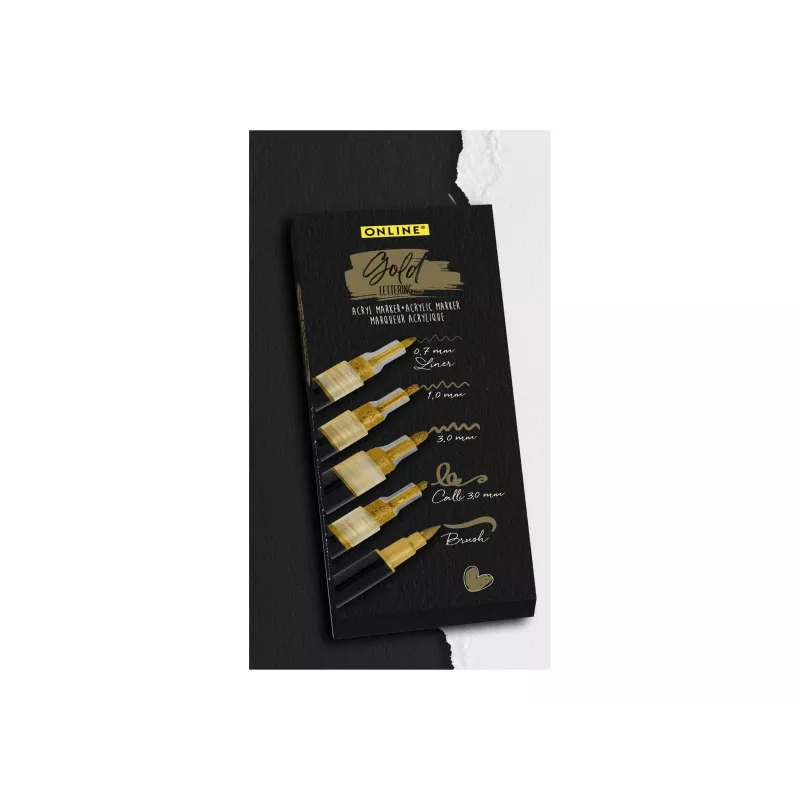 ONLINE akrylové fixky Gold Lettering zlaté balenie 5 ks (18517)