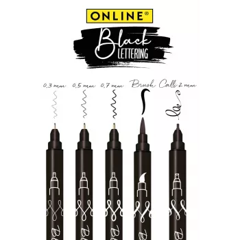 ONLINE Black Lettering Sada akrylových fixiek, čierna, 5 ks 19114
