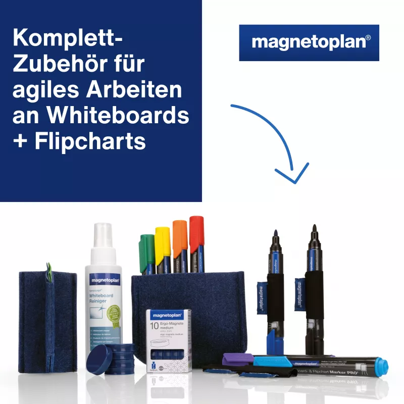 MAGNETOPLAN HOLTZ Whiteboard Essentials Kit modrá - hubka a magnetická podložka (1230914)