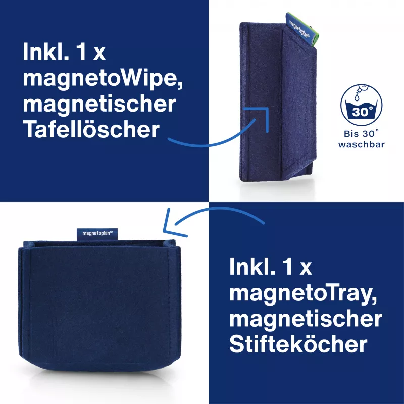 MAGNETOPLAN HOLTZ Whiteboard Essentials Kit modrá - hubka a magnetická podložka (1230914)