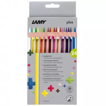 LAMY plus trojhranné pastelky, 24-dielna sada v kartónovom puzdre, ergonomický trojhranný tvar, matný povrch, nerozbitná tuha 1222008