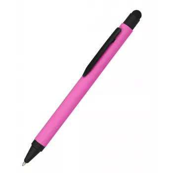 ONLINE SCHREIBGERÄTE ALU stylus guľôčkové pero ružové s modrým atramentom, hliníkové puzdro, kapacitný stylus, tlačný mechanizmus, plniteľné, 1 kus (32117/3D)