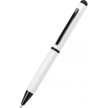 ONLINE SCHREIBGERÄTE Hexagon Stylus guľôčkové pero, biele puzdro, modrý atrament, kapacitný stylus, rotačný mechanizmus, hliník, 1 kus (21031/3D)