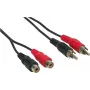 Good Connections 2x RCA konektor samec na 2x RCA konektor samica stereo audio predlžovací kábel, 1,5 m, čierny AS-2CV2