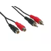 Good Connections 2x RCA konektor samec na 2x RCA konektor samica stereo audio predlžovací kábel, 1,5 m, čierny AS-2CV2