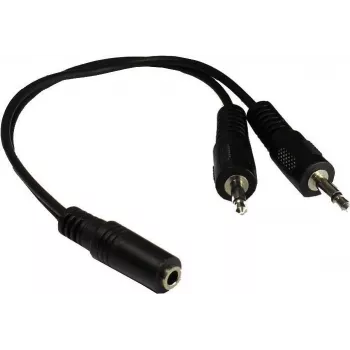 GoodConnections AD-35B2S audio Y adaptér 3,5 mm stereo konektor samica na 2x RCA mono konektor samec, 20 cm, niklovaný, čierny