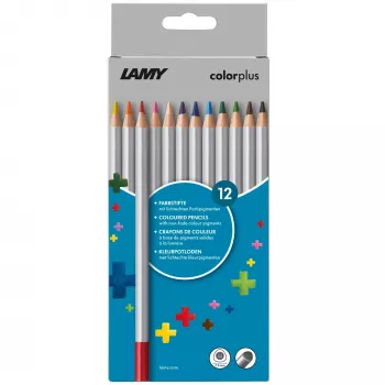 LAMY colorplus trojhranné farebné ceruzky, 12 rôznych farieb, ergonomický trojhranný tvar, matný povrch, kartónové puzdro 1233468