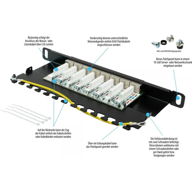 GoodConnections Alcasa GC-N0130 Cat6a tienený RJ45 Keystone modul - 10GbE, 22-26 AWG, čierny