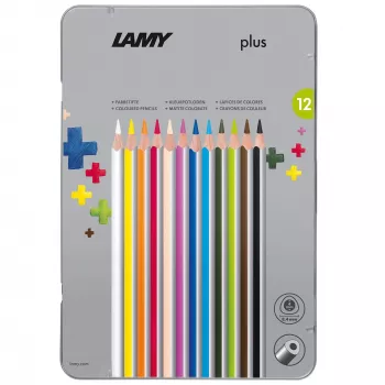 LAMY plus trojuholníkové pastelky, 12-dielne kovové puzdro, ergonomický trojuholníkový tvar, matný povrch, lámavý hrot 1222009