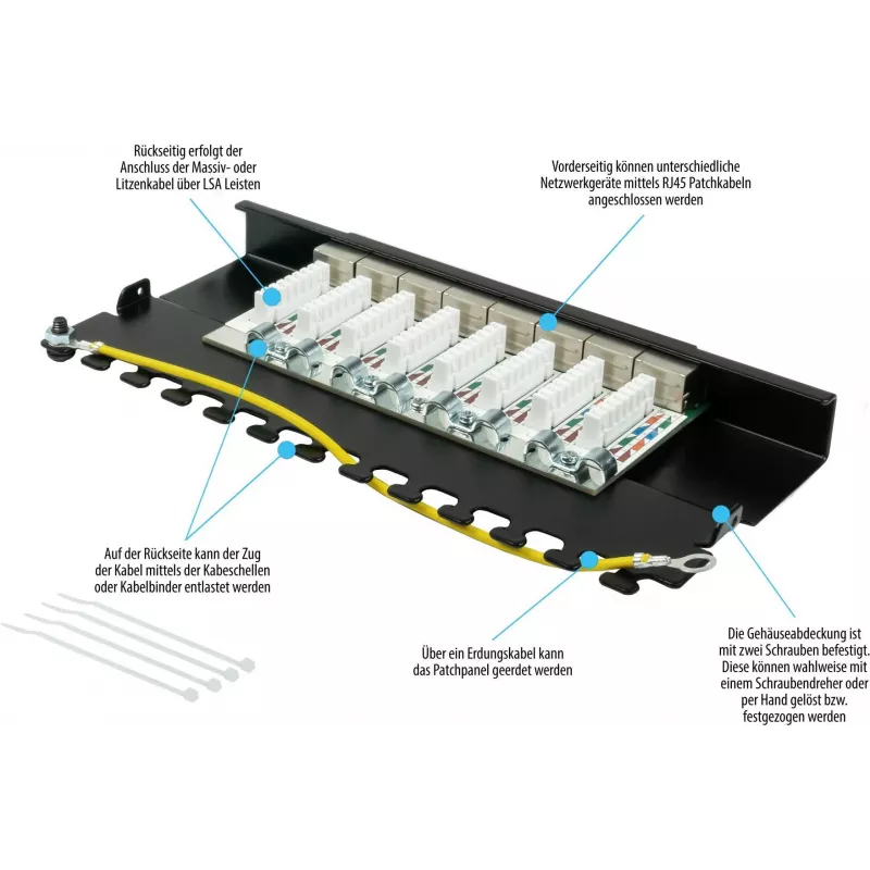 GoodConnections Alcasa GC-N0118 Cat.6a tienený keystone modul, bez nástroja, RJ45, 10G, čierny