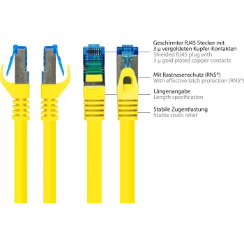 Good Connections RNS® Cat. 6A S/FTP patch kábel so Snagless Boot, bezhalogénový, žltý, 20 m 8060-H200Y