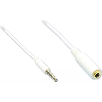 GoodConnections 3,5 mm 4-pólový TRRS audio predlžovací kábel, konektor samec na konektor samica, biela, 5 m AS-35V4W5