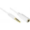 GoodConnections 3,5 mm 4-pólový TRRS audio predlžovací kábel, konektor samec na konektor samica, biela, 5 m AS-35V4W5