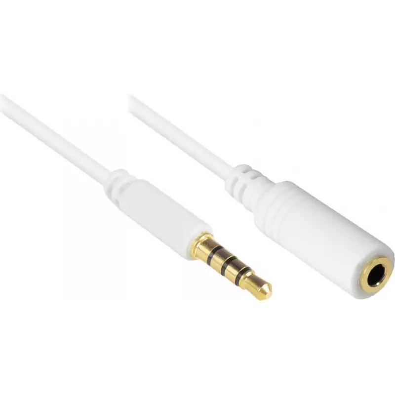 GoodConnections 3,5 mm 4-pólový TRRS audio predlžovací kábel, konektor samec na konektor samica, biela, 5 m AS-35V4W5