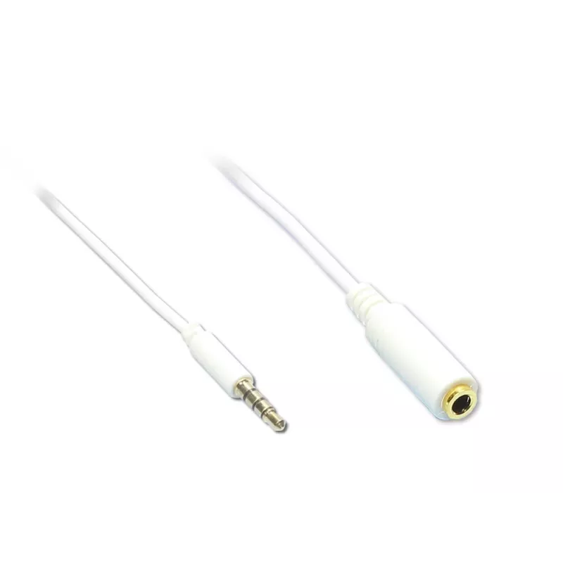 GoodConnections 3,5 mm 4-pólový TRRS audio predlžovací kábel, konektor samec na konektor samica, biela, 5 m AS-35V4W5