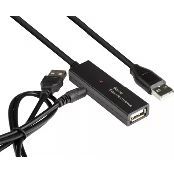 Good Connections aktívny USB 2.0 predlžovací kábel, Type-A konektor samec na Type-A konektor samica, meď, čierna, 15 m (GC-M0133)