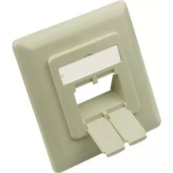 GoodConnections stredová doska 50x50 mm s krycím rámom 80x80 mm pre sieťové zásuvky, perlová biela RAL1013 (GC-N0154)