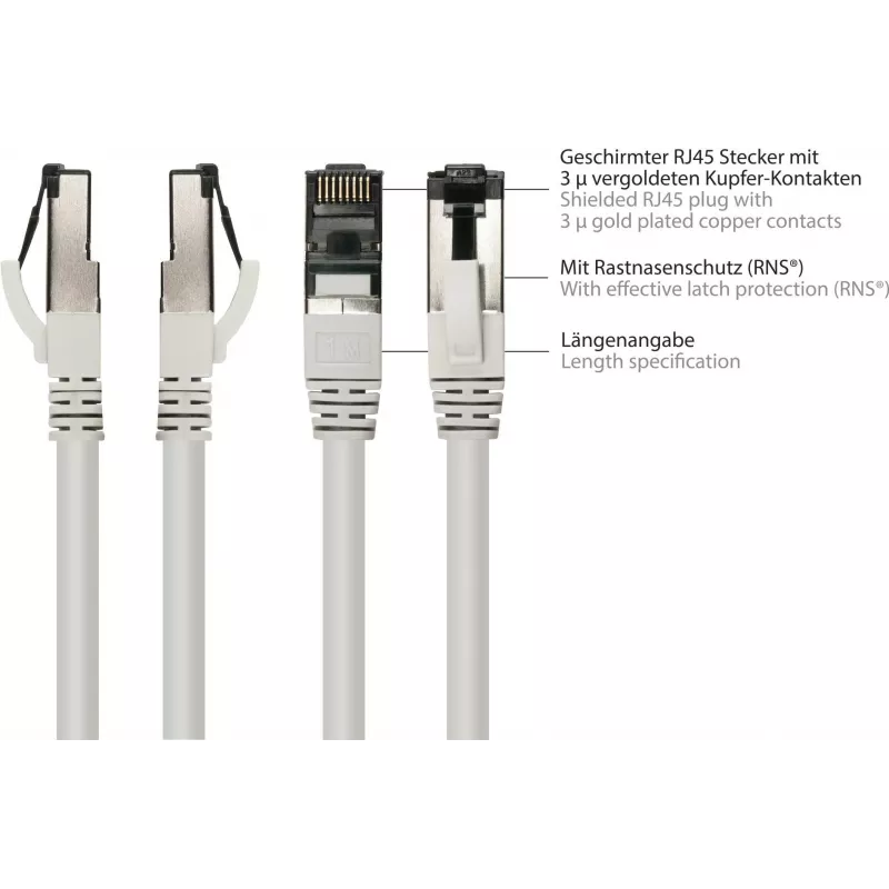 GoodConnections Alcasa 8080L-200 Cat8.1 S/FTP sieťový kábel, 20 m, sivý, RJ45, 40 Gbit/s, 2000 MHz