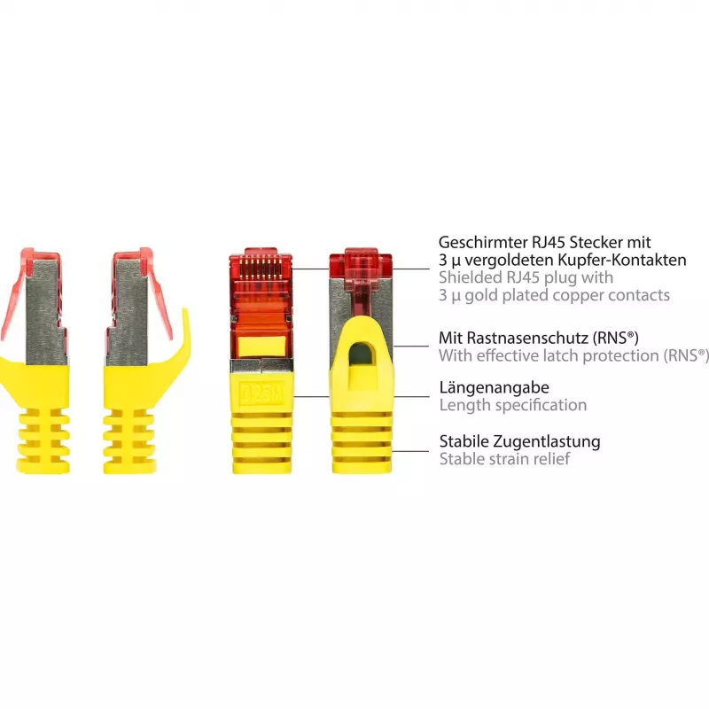 GoodConnections RNS® Cat. 6 S/FTP patch kábel so Snagless Boot, PiMF, PVC, 250 MHz, žltá, 25 m 8060-250Y