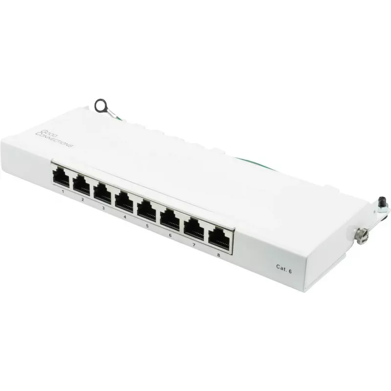 GoodConnections GC-N0113 Desktop Cat.6 8-port STP patch panel, 0,5U, bez nástrojov, čistá biela RAL9010