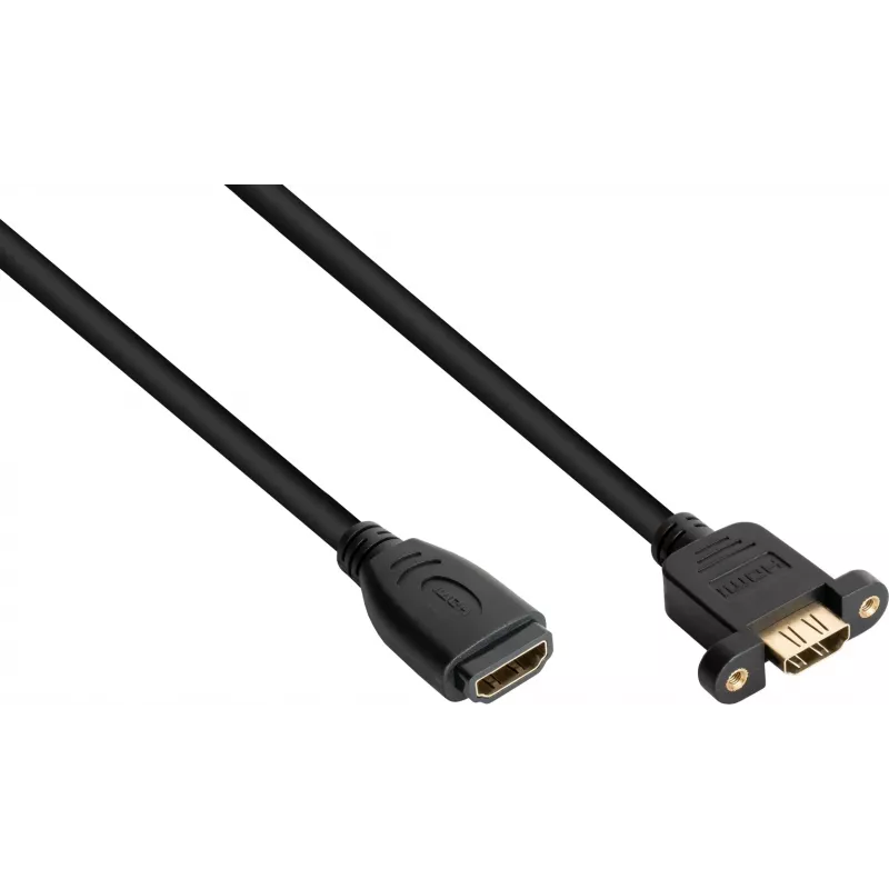 Good Connections HDMI inštalačný kábel, HDMI Typ A konektor samica na panel-mount konektor samica, 0,3 m, čierny HDMI-AD23