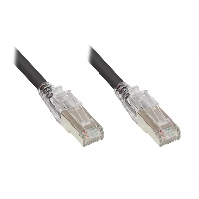 GoodConnections Cat.6A S/FTP patch kábel s RNS® Latch-Schutz, LSZH, 5m, čierny 8060-HV050S