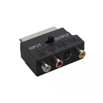 GoodConnections Alcasa 5525-3CU SCART na 3x RCA + S-Video adaptér s prepínačom smeru, čierny